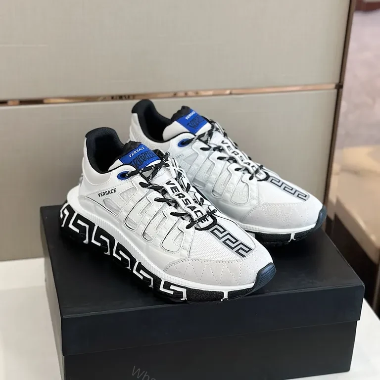 View 2 of White Leather Versace High-Top Sneaker: Bold Luxury Comfort