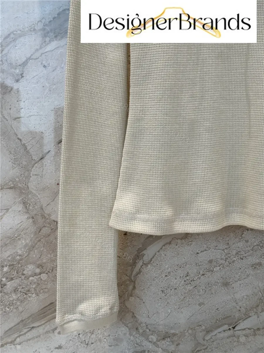 View 6 of Miu Miu Beige Waffle-Knit Cotton Long-Sleeve T-Shirt