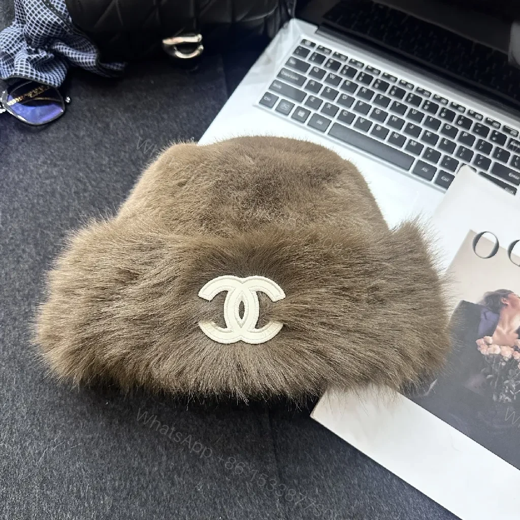 View 7 of Lux Faux Fur Trim Beanie: Timeless Softness & Subtle Logo Accent