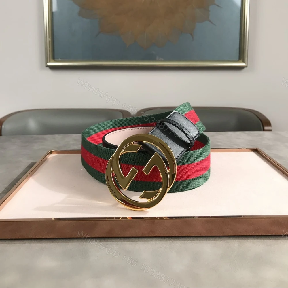 View 4 of Gucci Web Belt With G Buckle Green 4Cm