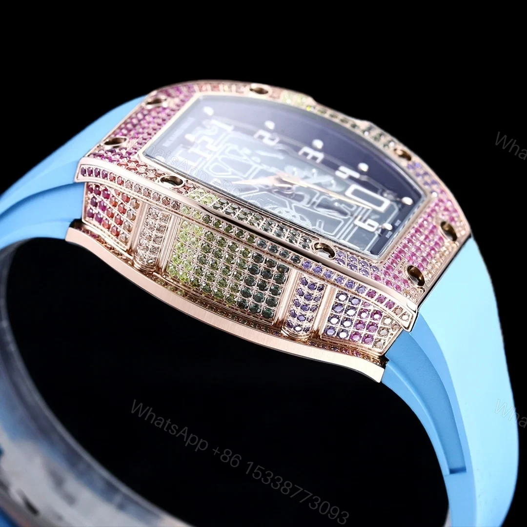 View 6 of Richard Mille RM67-01 Automatic Ultra Thin Skeleton Watch 38/48MM Barrel Case Blue Strap Digital Hour Markers Premium Edition RM67-01-AU-BLU-SK48