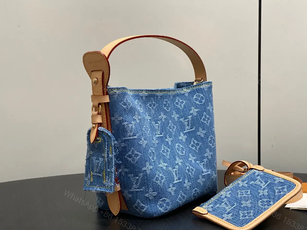 View 10 of Denim Monogram Mini Satchel: Modern Luxe, Day-to-Night