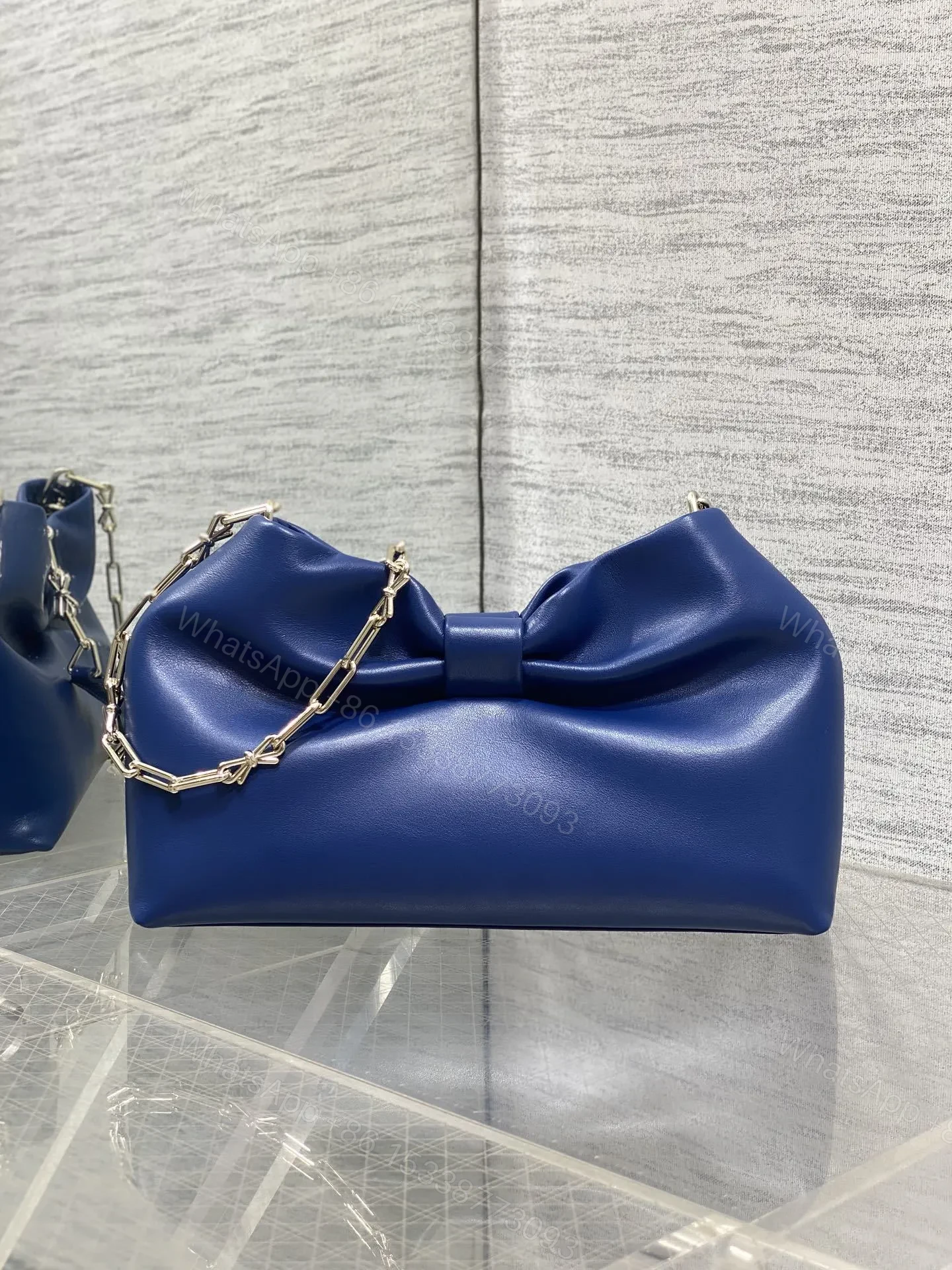 View 4 of Dior Bow Bag Navy Lambskin