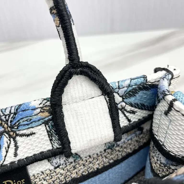 View 3 of Butterfly-Print Dior-Inspired Canvas Tote: Compact Luxury Carry