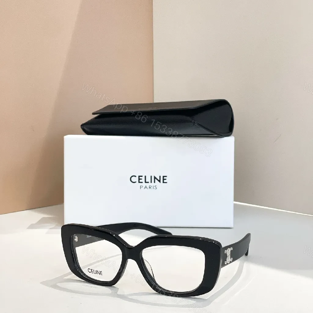 View 7 of Bold Black Acetate Rectangle Eyeglasses with Gold Branding