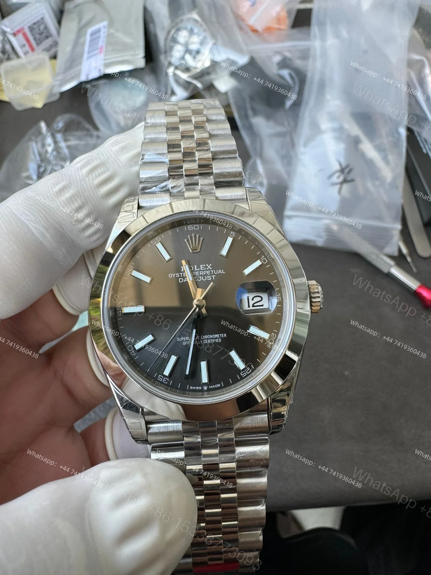 View 6 of Rolex Datejust M126300-0008 1:1 Replica Gray Dial Jubilee 41MM 3235 Movement Super Clone Watch