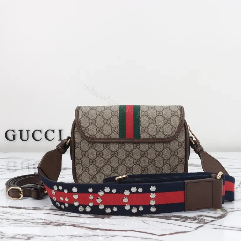 View 4 of G GG Supreme Crossbody: Monogram Web Stripe Luxury Bag
