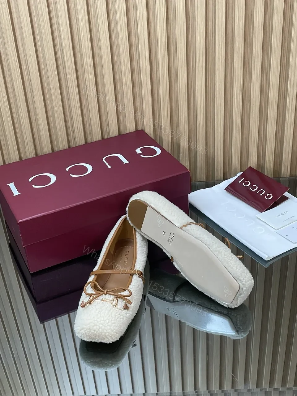 View 7 of Off-White Knit Mule with Leather Bow – Textured Comfort Shoes