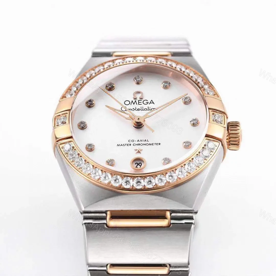 View 3 of Omega Constellation 29mm Women’s Watch V6 Version Silver and Rose Gold with Diamond Bezel White Dial Sapphire Crystal
