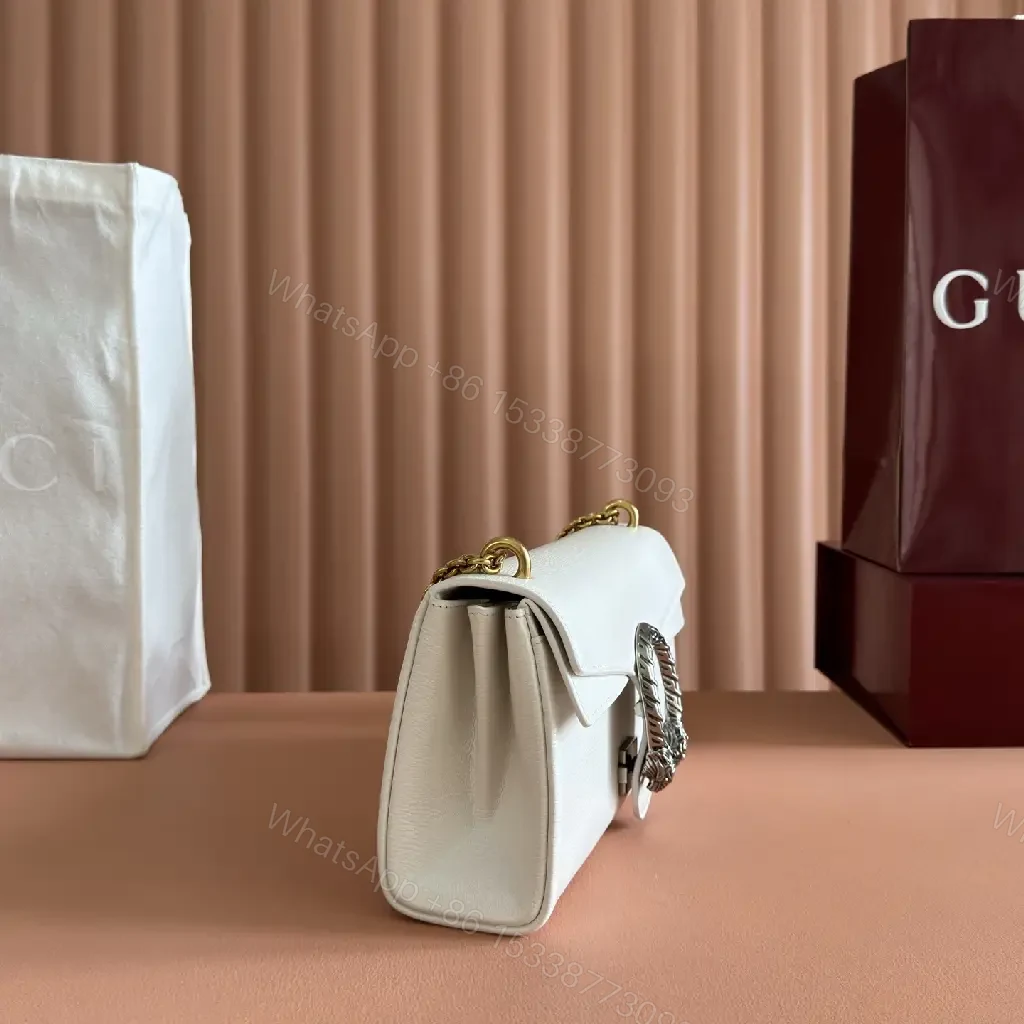 View 8 of Off-White Cream Pebbled Leather Structured Flap Bag with Gold Horseshoe Clasp
