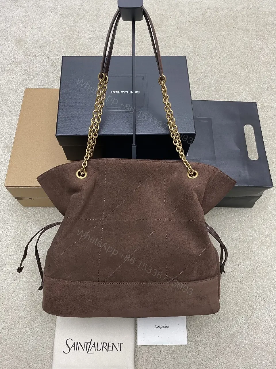 View 6 of Brown Suede Gold Chain Shoulder Bag – Premium Everyday Carry