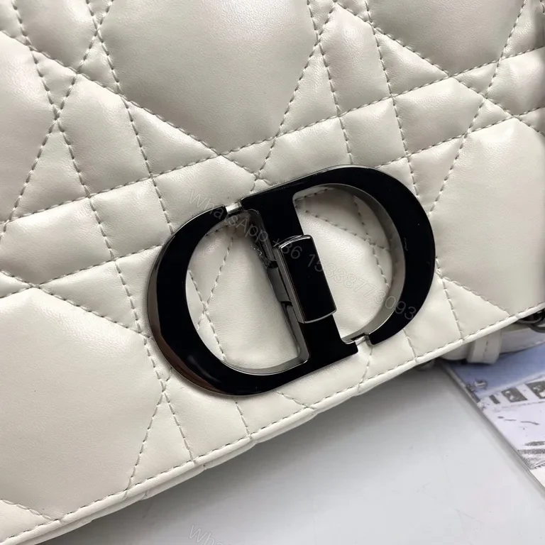 View 8 of Ivory Quilted Leather Shoulder Bag - Signature Hardware Modern Elegance
