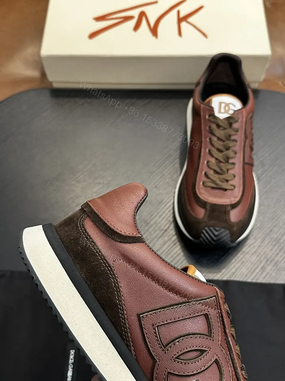 View 8 of Chestnut Patchwork Runner: Leather & Suede, Luxury Sneaker