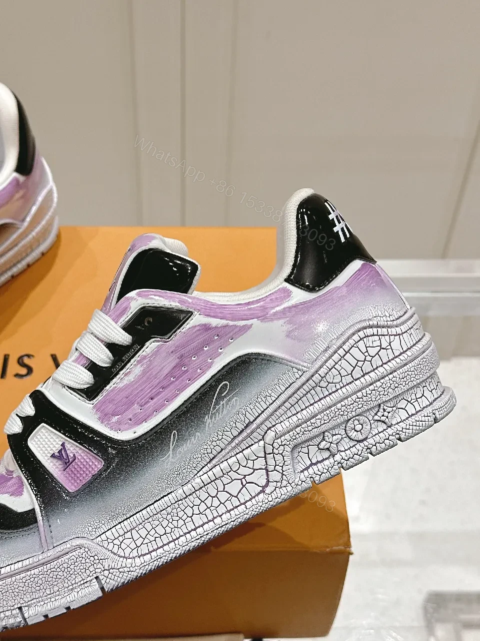 View 3 of Lilac Patent High-Top Sneaker with Luxe Detailing