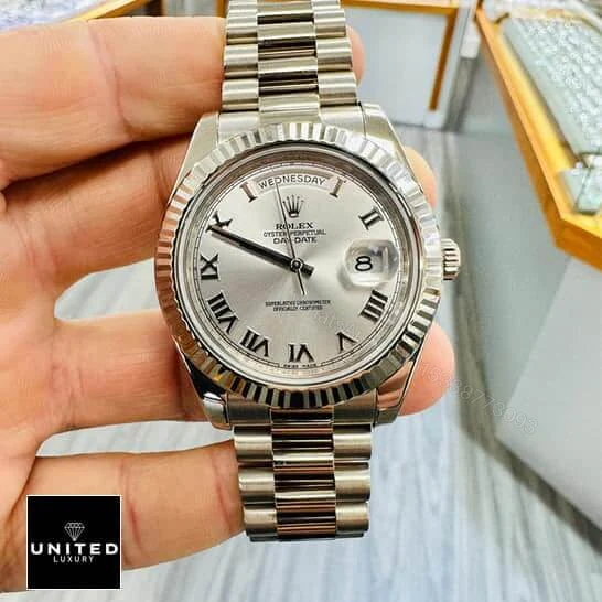View 5 of Rolex Day-Date II 218239 Grey Roman Dial Replica
