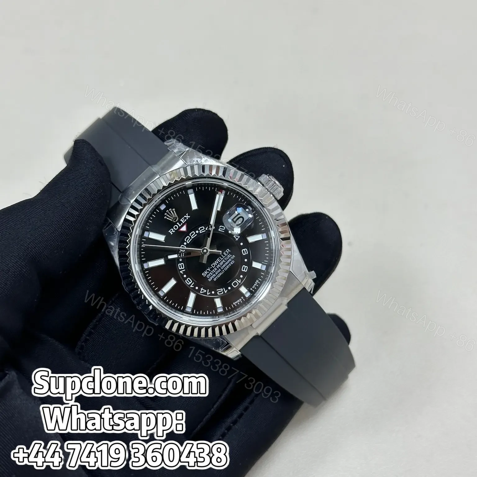 View 2 of Rolex Sky-Dweller 42mm Super Clone 1:1 – Black Dial Oysterflex Strap