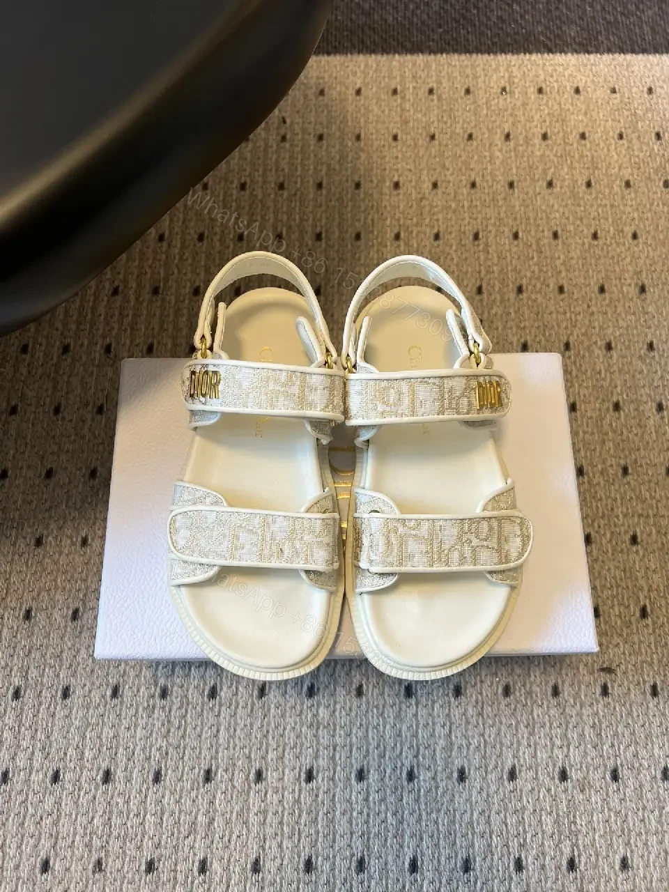 View 4 of Chic Strappy Sandals: Premium Faux Leather, Minimalist Logo, Comfort-Driven Style