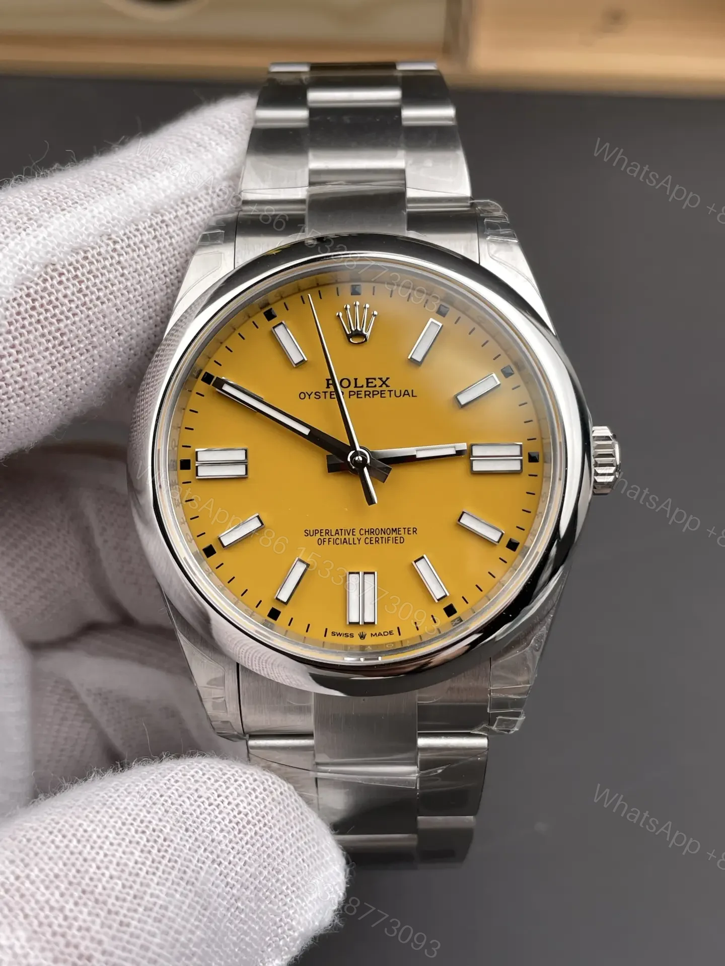 View 3 of Rolex Oyster Perpetual 41 Yellow Dial Watch 124300-0004