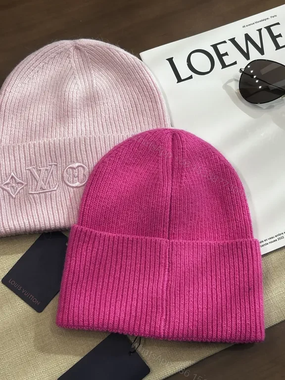 View 4 of Patterned Knit Beanie with LV Monogram, Luxe Street Style