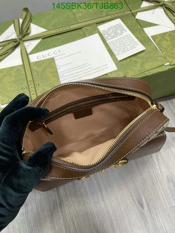 View 8 of Gucci Beige and Ebony Shoulder Bag featuring GG Supreme Canvas 645454