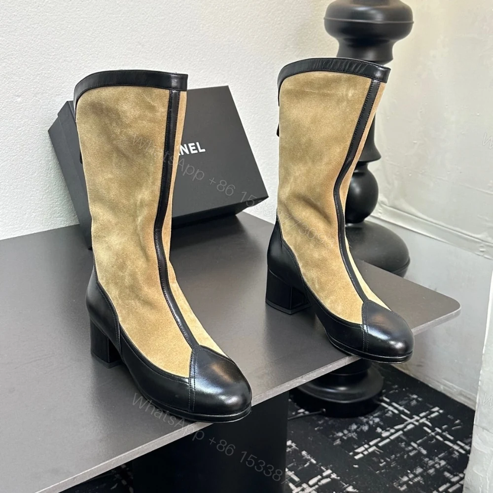 View 5 of CHANEL MÉTIERS DART HIGH BOOTS BEIGE AND BLACK G46591 B21103 U2030
