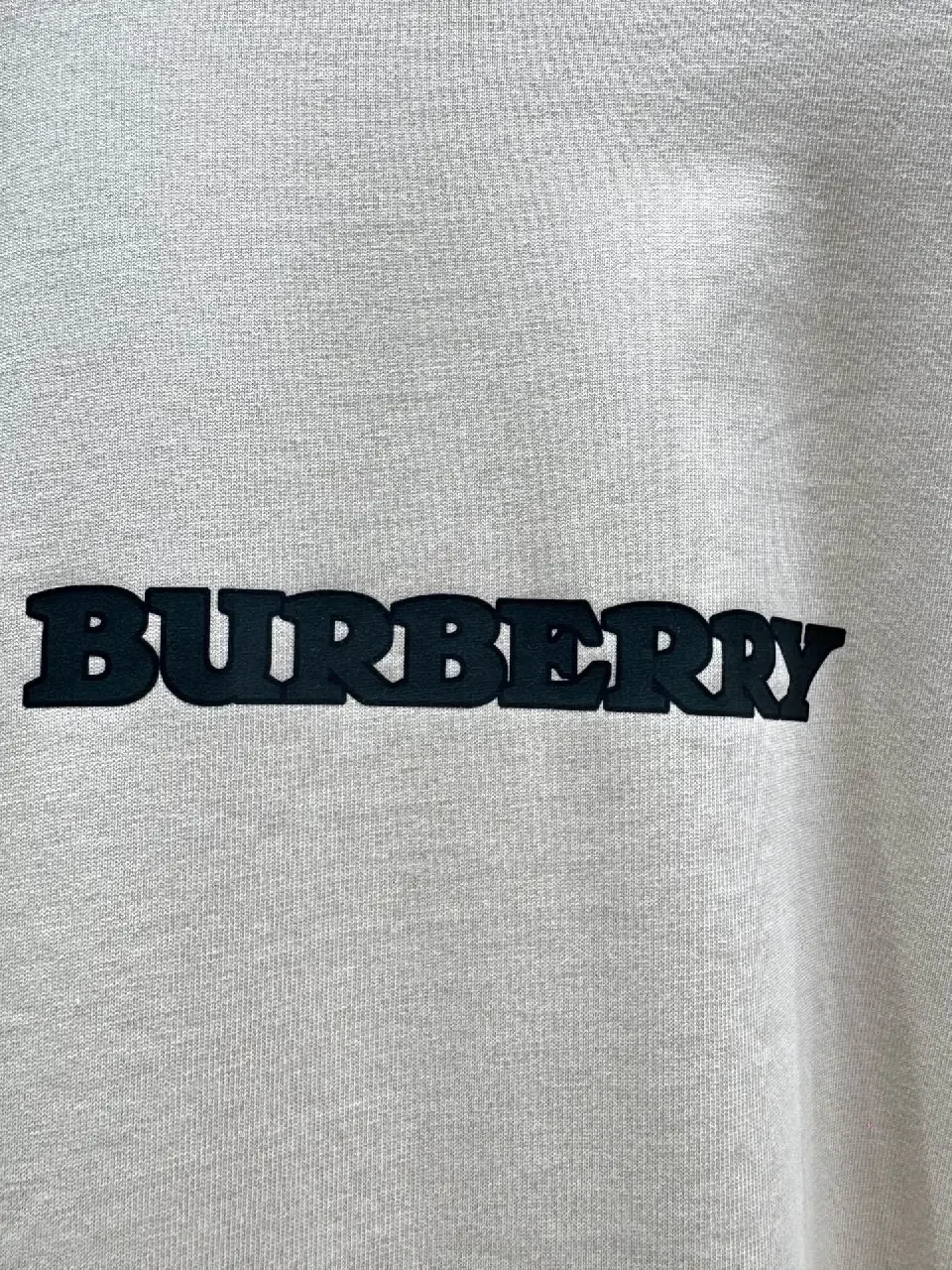 View 8 of Light Beige Off-White Loose Tee with Chest Logo, Short Sleeves
