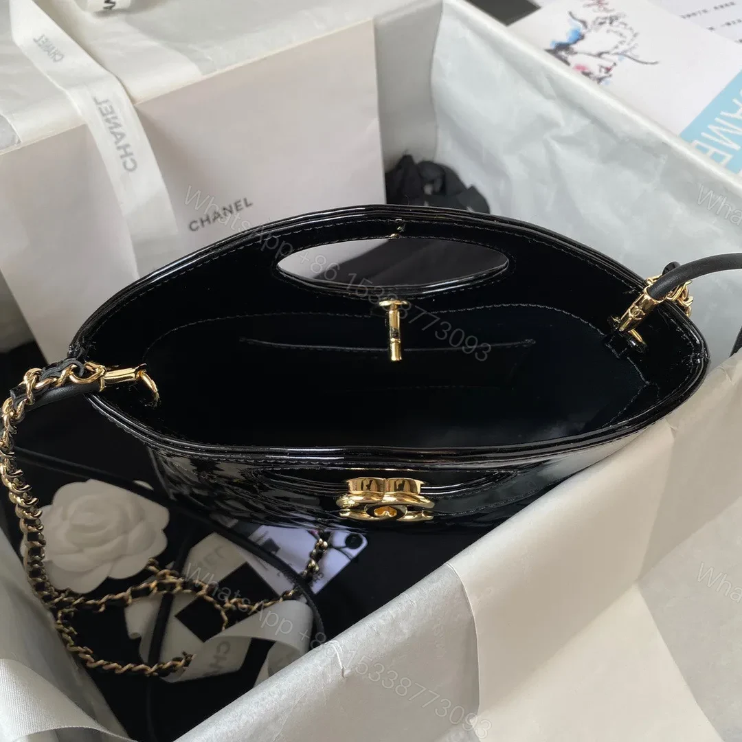 View 3 of Chanel Mini Shopping Bag Handbags Shiny Leather Lock Gold 31cm