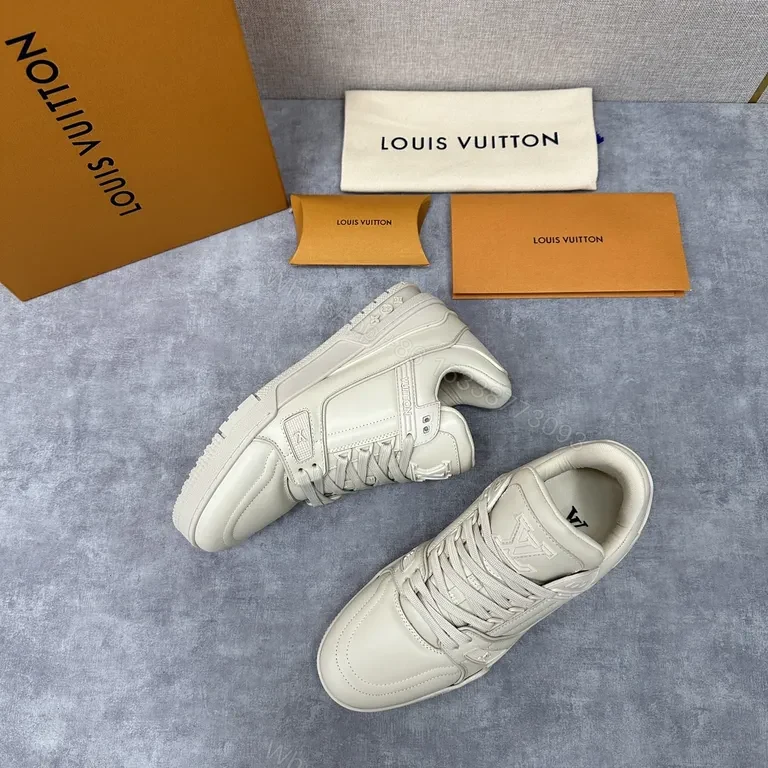 View 7 of Ivory Louis Vuitton-Style High-Top Sneakers: Luxe Everyday Comfort