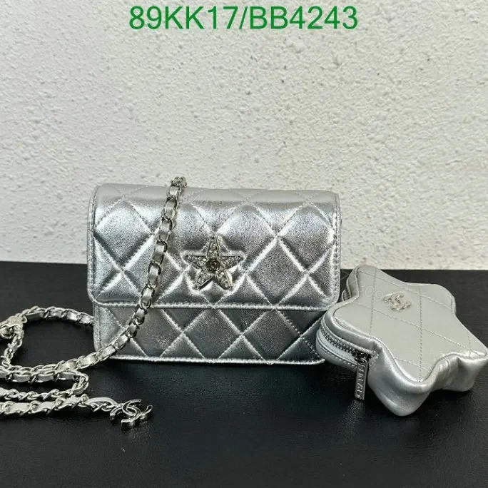 View 4 of Chanel Grey Star Coin Purse Flap Bag JH647 – Flawless Stitching Details