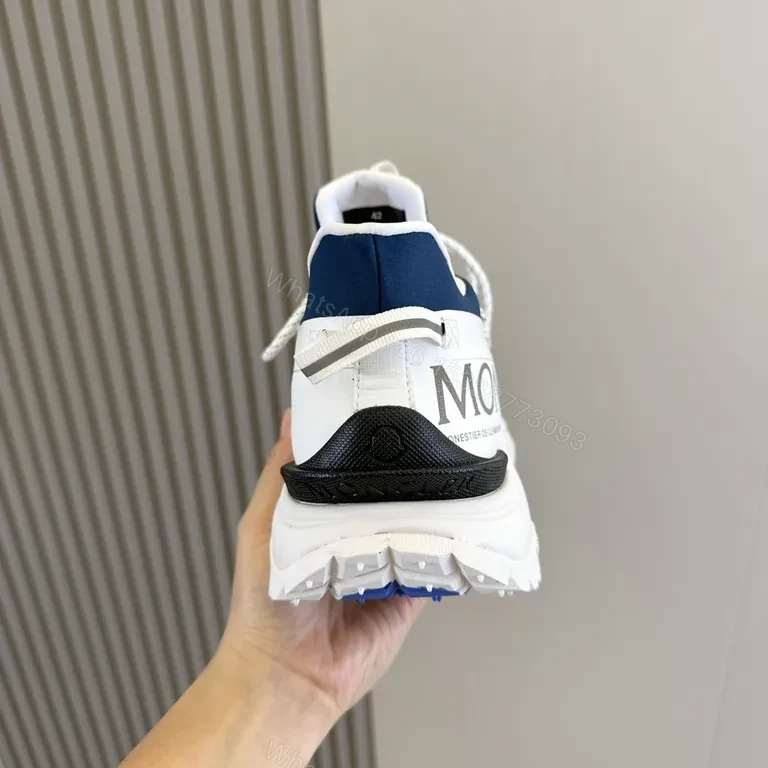 View 4 of Moncler Navy Knit Sneaker with White Leather, Lux-Chic Style