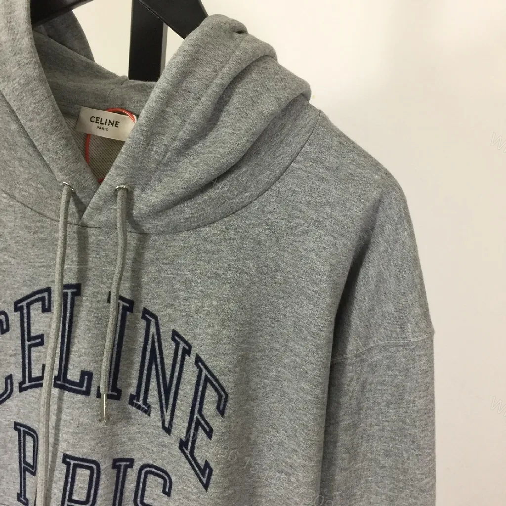 View 5 of Grey Cotton-Blend Hoodie, Refined Streetwear, Subtle Logo