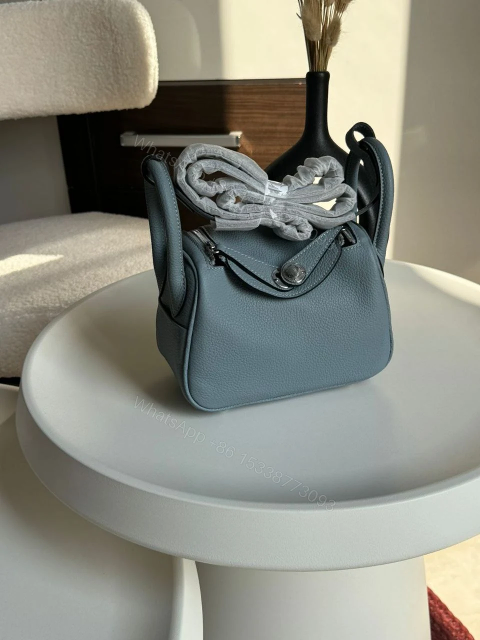 View 2 of Hermes Brand New Mini Lindy Nata Togo Palladium HDW