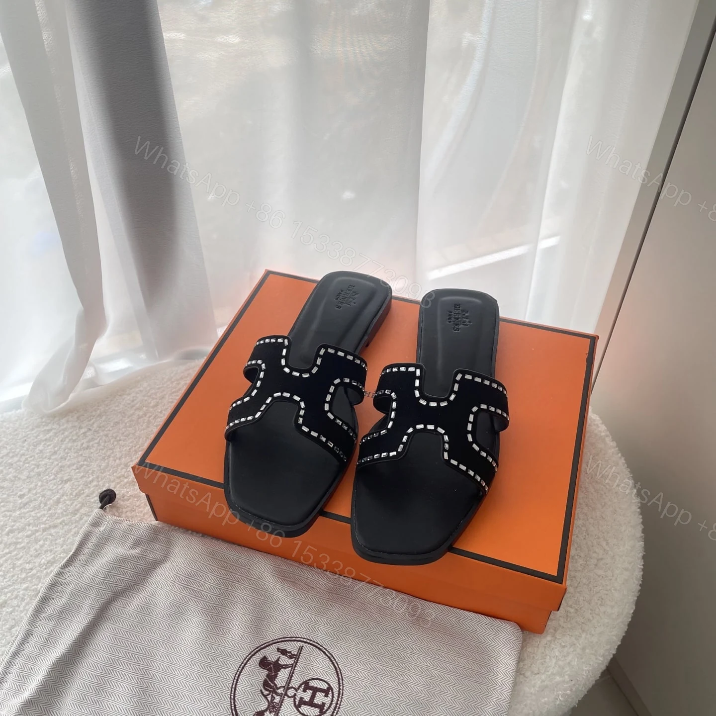 View 2 of HERMES ORAN SANDAL NOIR H232161ZV02350