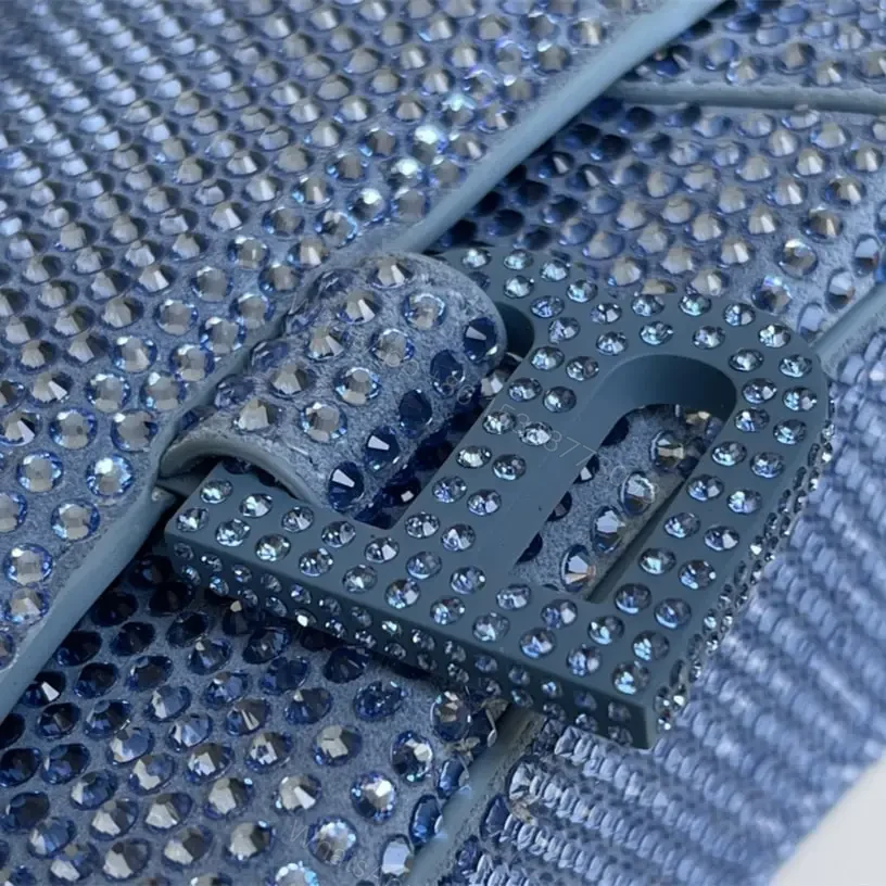 View 15 of 高仿Balenciaga*Hourglass系列沙漏包滿鑽藍色XS
