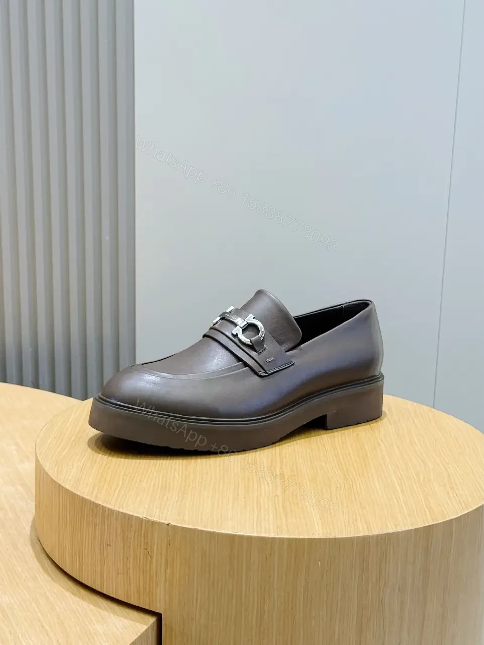 View 9 of Luxurious Double-Textured Leather Loafers with Horsebit Detail