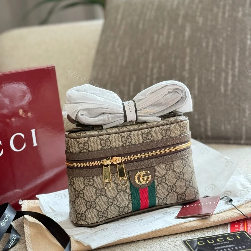 View 3 of Gucci Ophidia Small Vanity Bag Beige And Dark Brown 18Cm