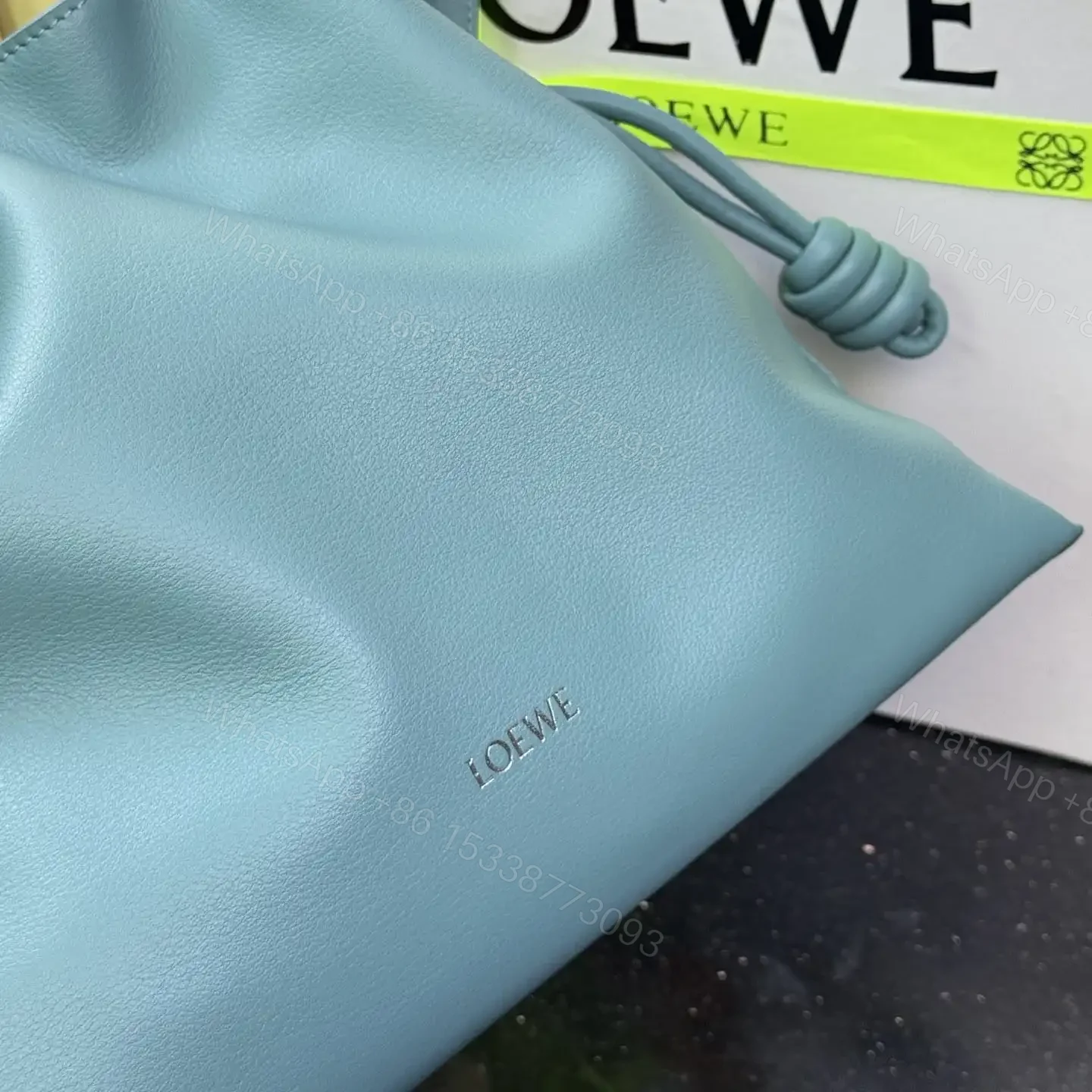 View 9 of 高仿Loewe*Flamenco系列4412小牛皮雲朵包水藍色中號免檢版