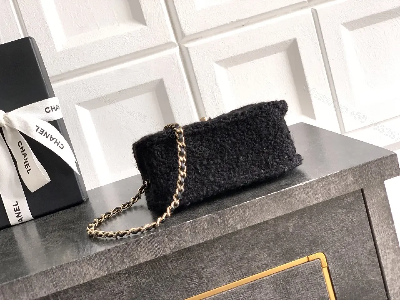 View 3 of Black Fabric Quilted Mini Tote: Sophisticated, Versatile Carryall