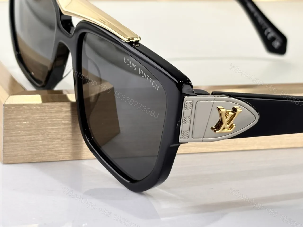 View 2 of Oversized Square Black Acetate Sunglasses with Gradient Lenses