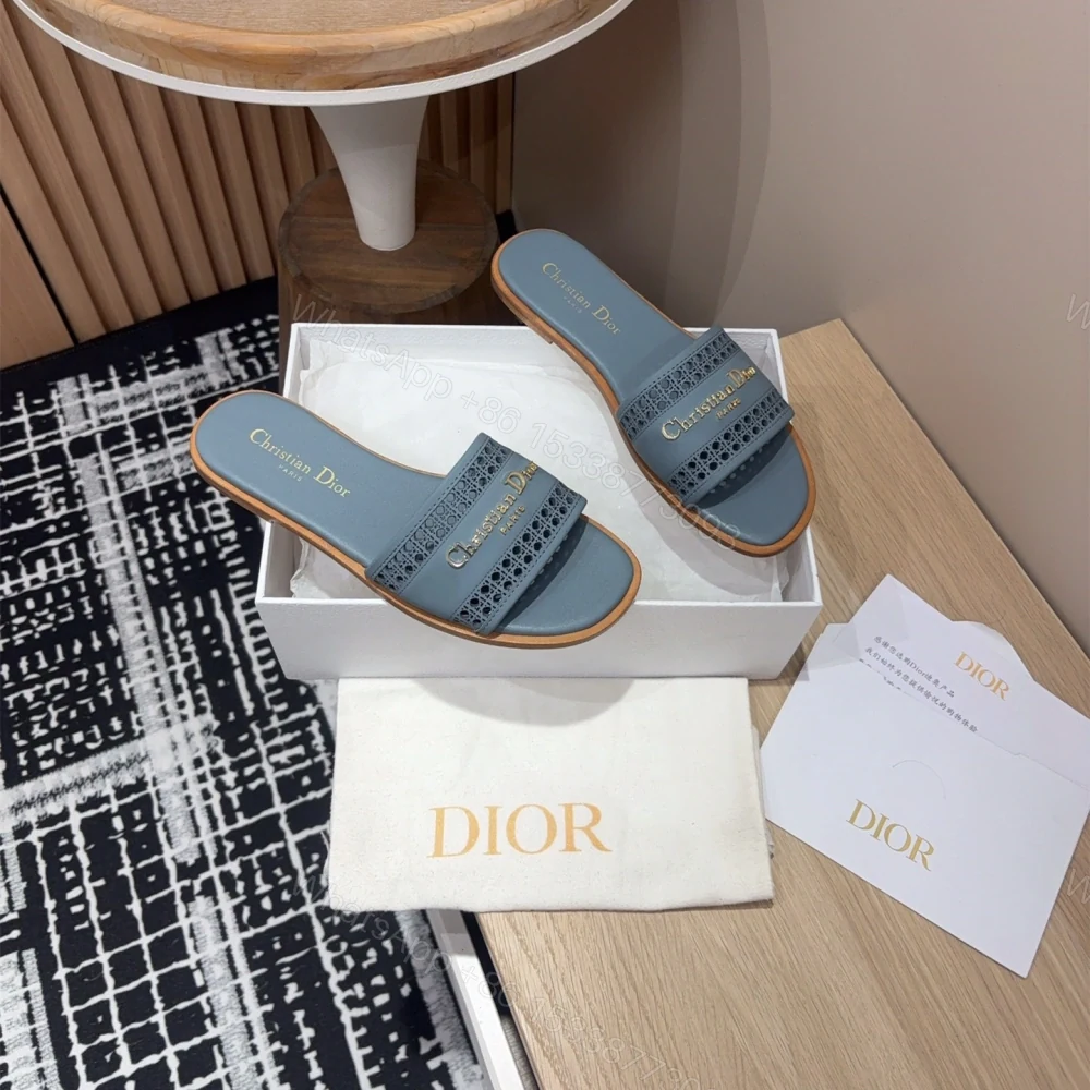 View 8 of 高仿Dior*D-Lane系列KCO153圓頭套腳一字拖鞋藍色免檢版