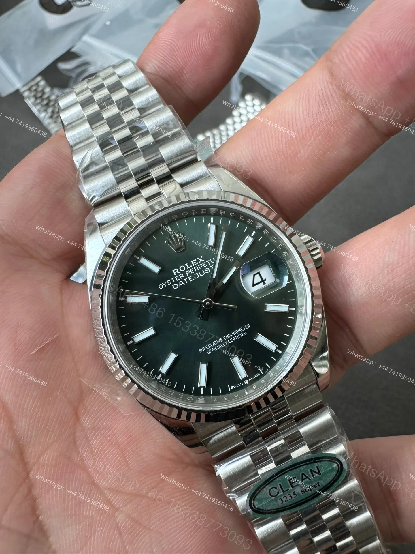 View 4 of Rolex Datejust M126334-0051 Green Dial 1:1 Replica Jubilee 36MM 3235 Movement Super Clone Watch