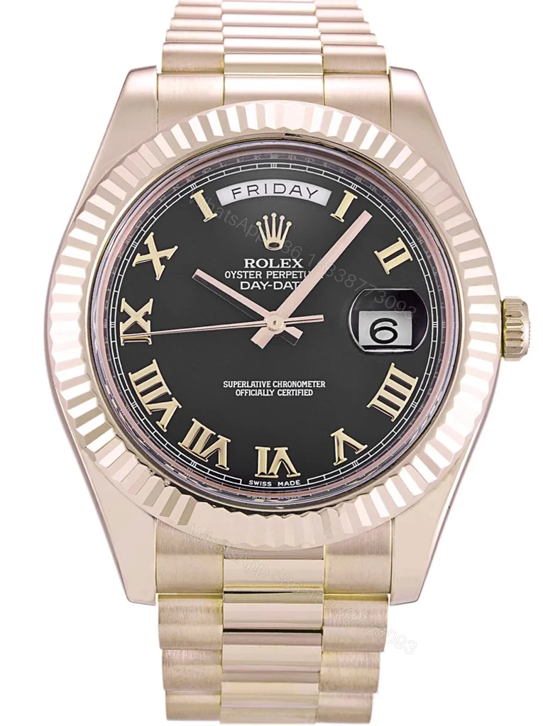 Replica Rolex Day-Date II Black Dial 218235 40 mm — view 1