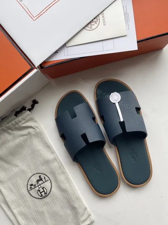 View 2 of Chic Teal Leather Slide - Texture, Luxe Icon Emblem, Unisex