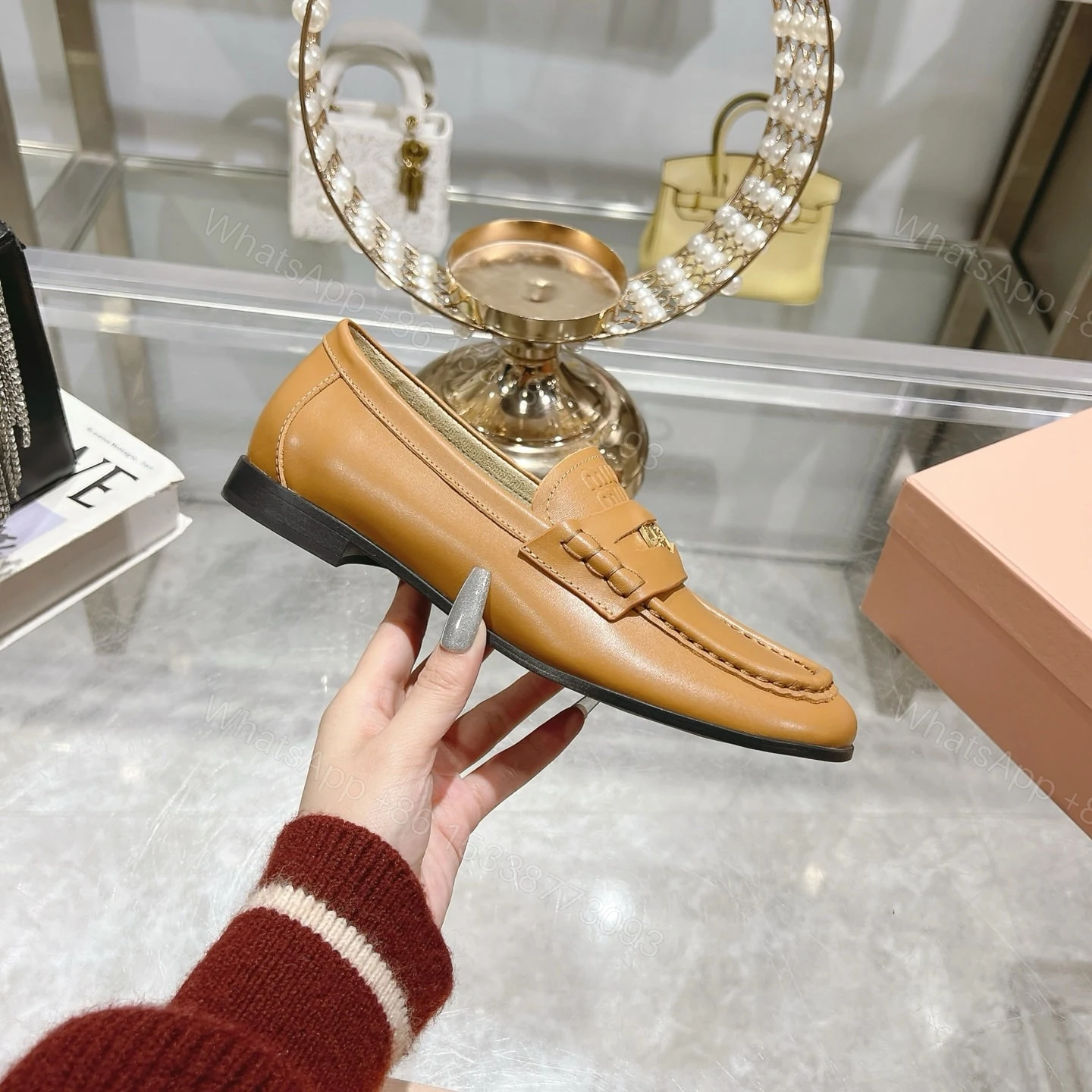 View 4 of MIUMIU LEATHER LOAFERS COGNAC 5D398E 248 F0046 F 010