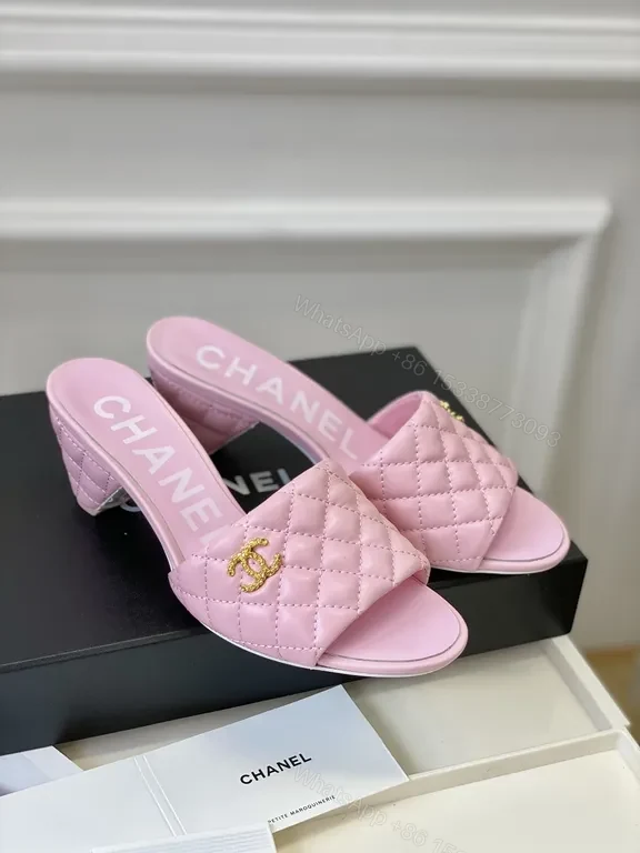 View 7 of Pink Quilted Chanel-Inspired Slides â€“ Luxury Comfort Sandals