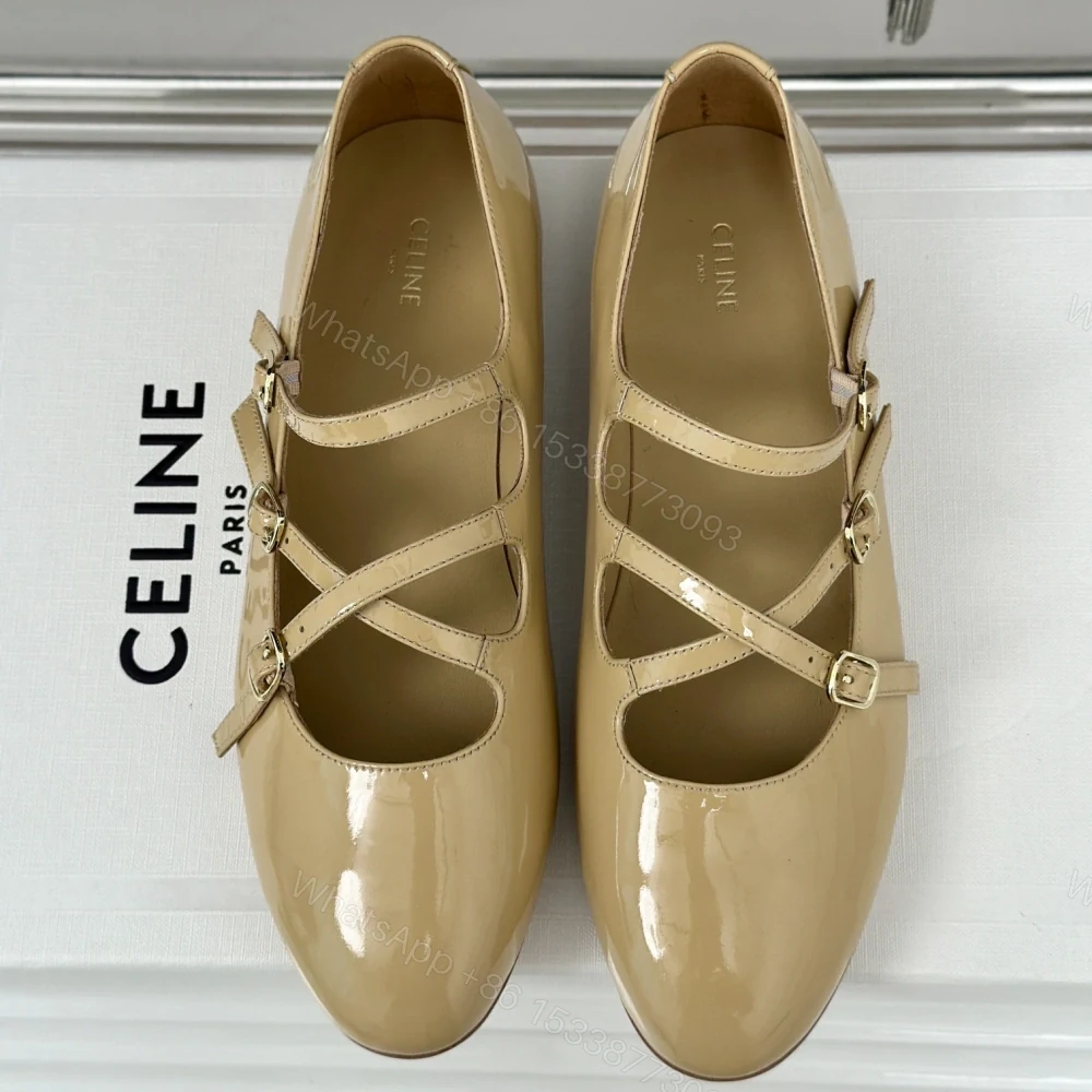 高仿Celine*360194584塔扣瑪麗珍單鞋小牛皮漆皮黃色免檢版 — view 1