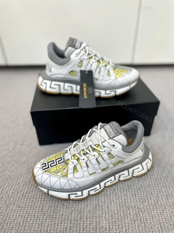 View 2 of Bold Leather Versace-look Sneakers: Texture-Forward Comfort