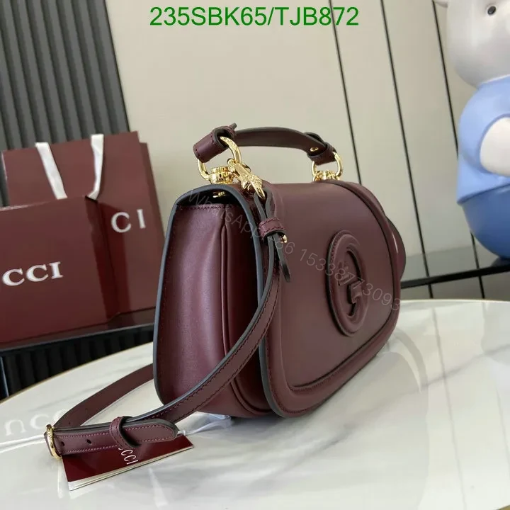 View 4 of Gucci Red Smooth Leather Small Top Handle Bag 88878