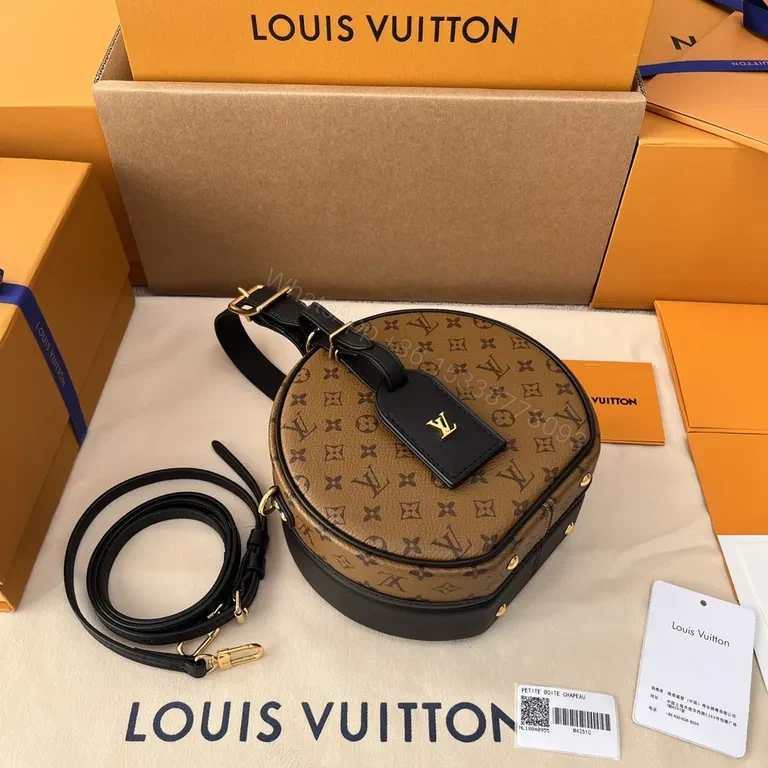 View 7 of Beige Monogram Round Bag â€“ Leather Trim, Crossbody Chic