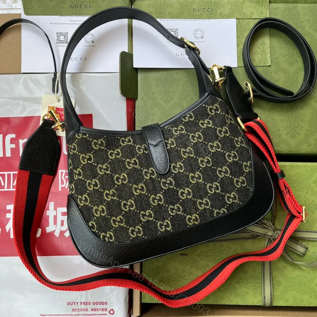 View 2 of JACKIE 1961 SMALL HANDBAG IN BLACK YELLOW DENIM